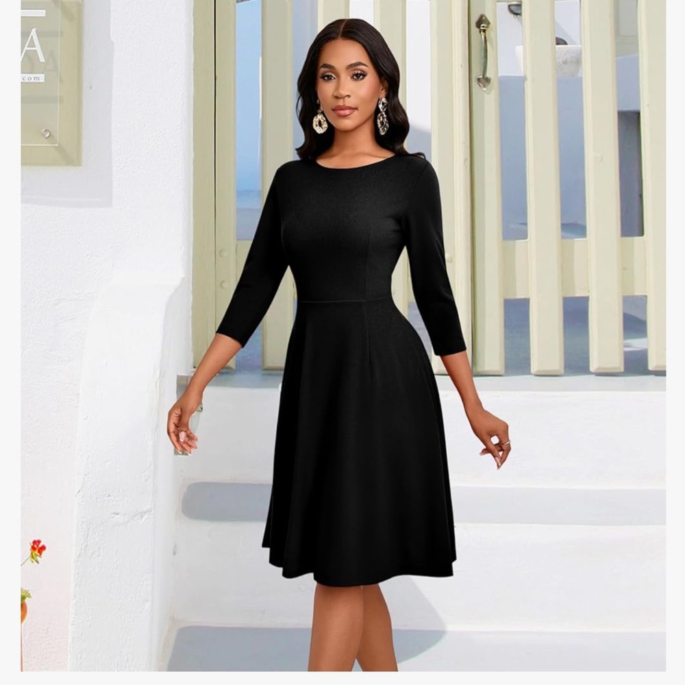 Dress Tells Black Women's Dress Long Sleeve Midi Dress Elegant A Line size XL